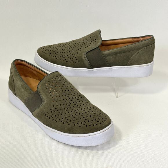 Vionic Kani Sneaker Loafer Suede Perforated Slip On Shoe Olive Green Sz 9 Womens - Picture 1 of 8